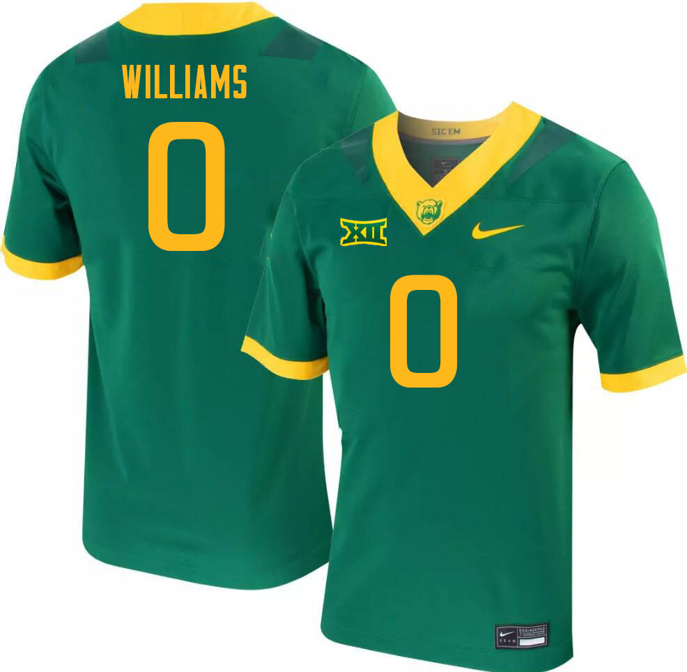 Men-Youth #0 Craig Williams Baylor Bears 2023 College Football Jerseys Stitched-Green